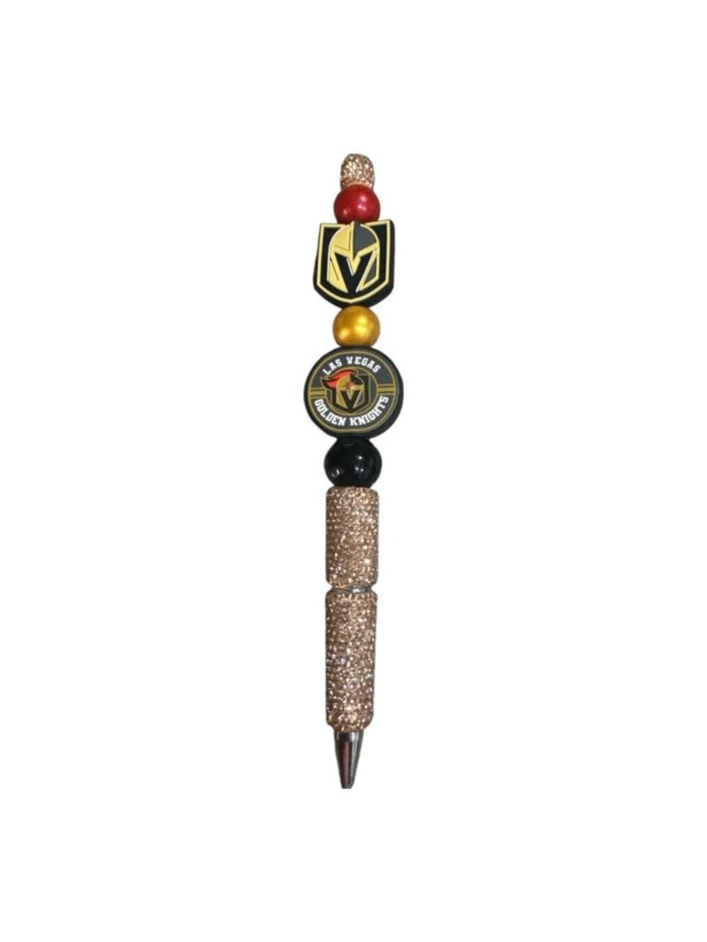 Hockey Glittery Beaded Pen with Team Logo